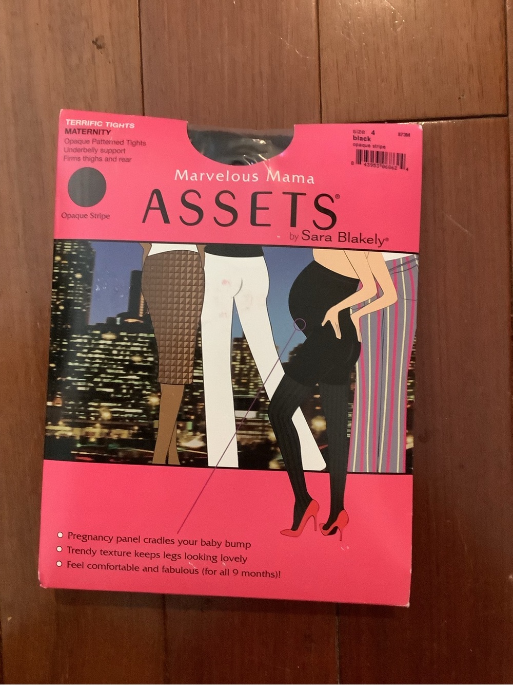 ASSETS by Sara Blakely for Spanx Black Opaque Striped Maternity Tights size 4